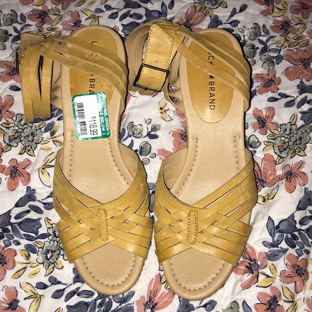 Lucky Brand Mustard Yellow Strappy Sandals